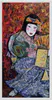 A tea box fabric collage Japanese Geisha by Peter Augustin, available at The Little Gallery Whangamatā