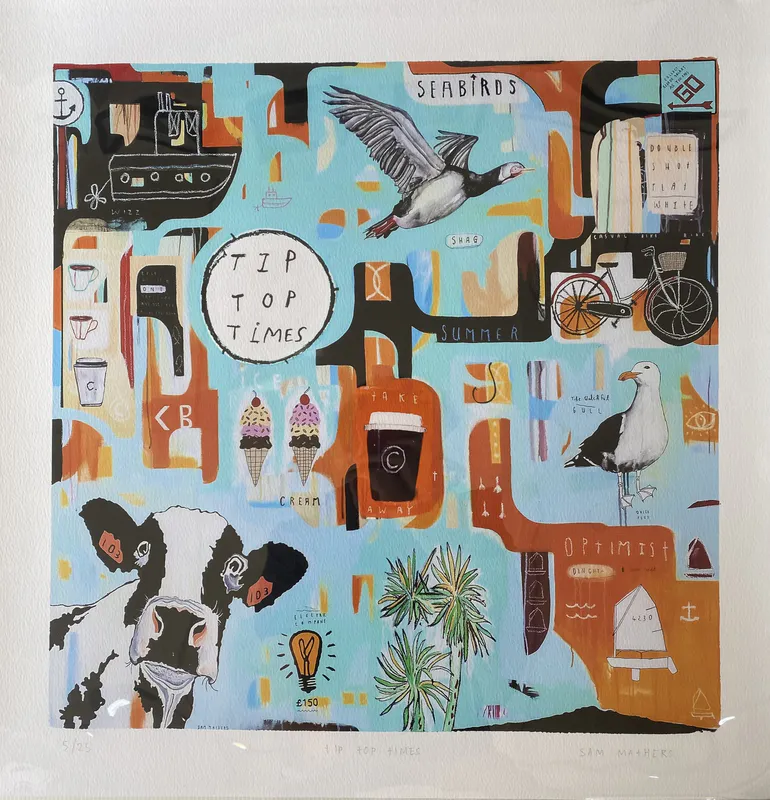 A fine art limited edition print with classic Kiwiana Summer images by Sam Mathers, available at The Little Gallery Tairua