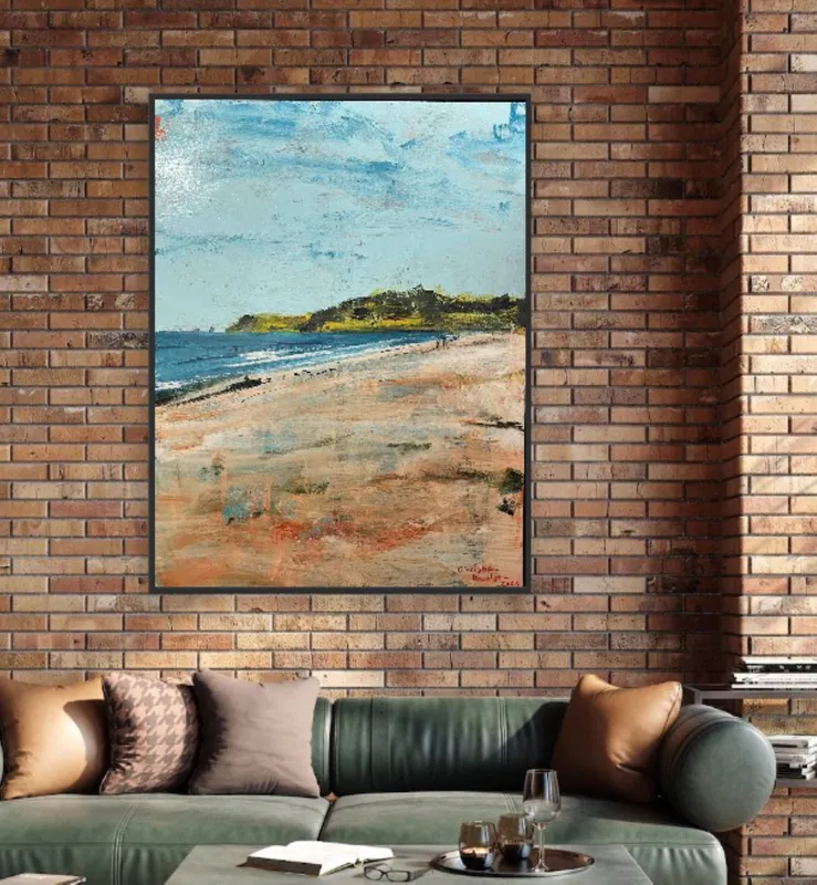 An original contemporary Acrylic beach painting by Christian Nicholson, available at The Little Gallery Tairua