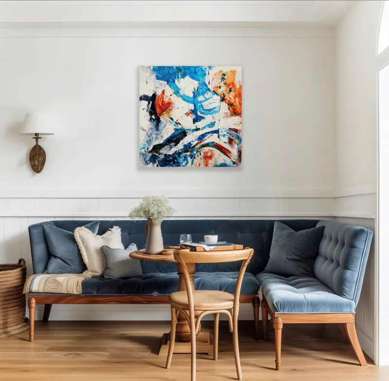 An original Palette knife Abstract painting by Vicki Morris, available at The Little Gallery Whangamata