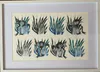 A Stitched Woodblock Monoprint with Pukeko in Reeds by Kate Hill, available at The Little Gallery Tairua