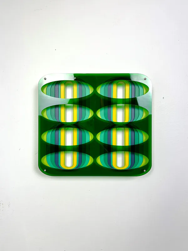 An original retro-inspired Mixed Media wall hanging by Kayla Bacon, available at The Little Gallery Whangamatā