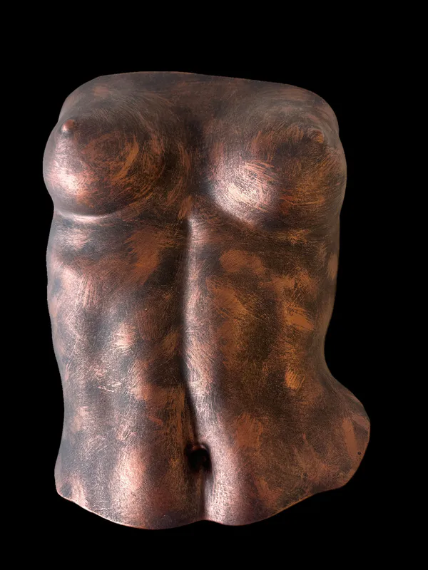 A Ceramic Female Torso with Copper paint by Paddy Bourke, available at The Little Gallery Tairua