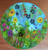 An original Acrylic painted side table with flowers and a resin coating by Kristin Hyde, available at The Little Gallery Whangamata