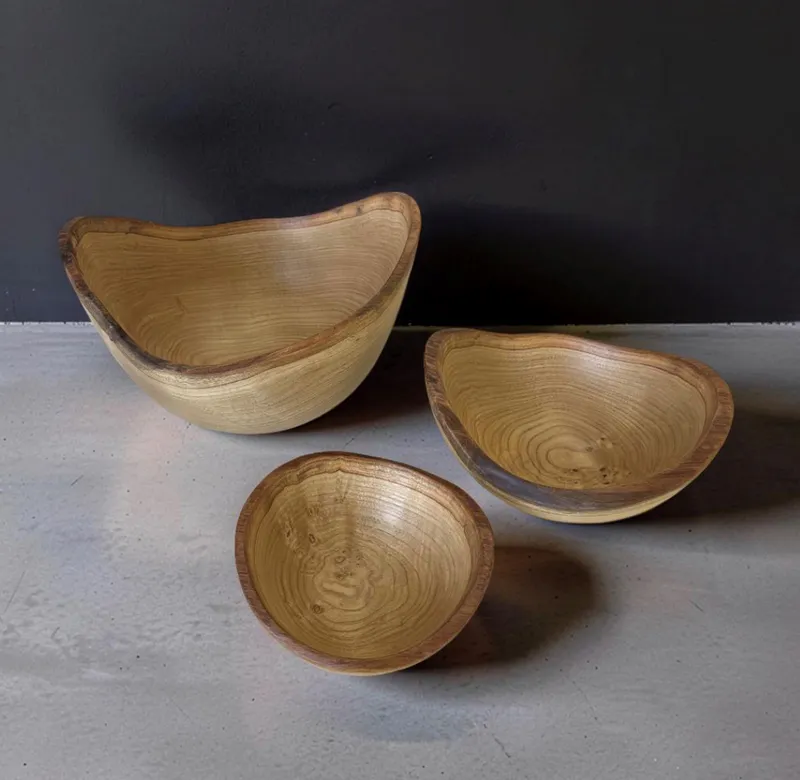 Wooden Chestnut Bowls by Stephen Hodson at The Little Gallery in Whangamata