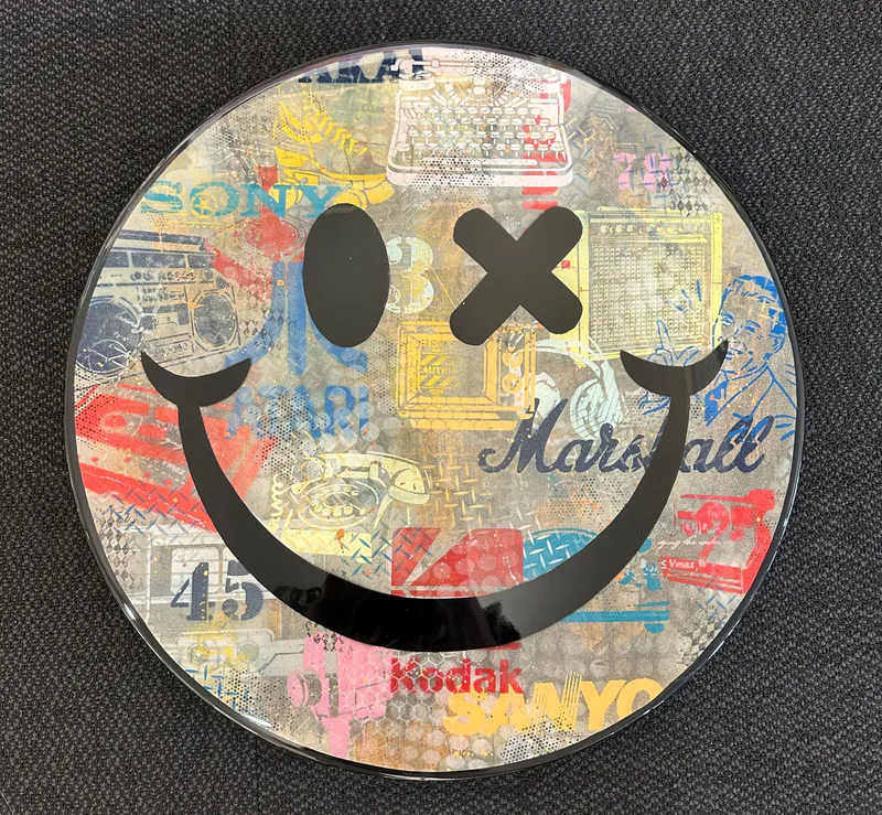 An original Pop Art Graffiti artwork with brand names by Random Guy, available at The Little Gallery Tairua