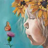 Little Sunflower - A fine art limited edition by New Zealand artist Hayley Hamilton, available at The Little Gallery Whangamata