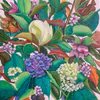 A contemporary Acrylic painting of flowers and foliage by Jo Gallagher, available at The Little Gallery Whangamata