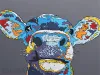 Contemporary colourful pop art print of Cow by New Zealand artist Clint C, available at The Little Gallery Whangamata
