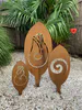 Original Rusted Corten Steel artworks with traditional Maori Koru by New Zealand artist Heather Watt, available at The Little Gallery Tairua