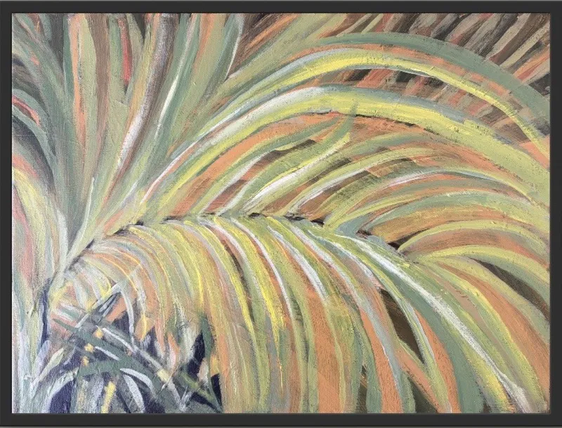 A beautiful Acrylic painting of a Palm Frond by Tina Carey, available at The Little Gallery Tairua