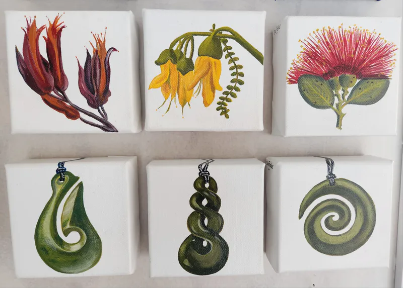 Mini Acrylic Kiwiana canvases by Sue Foster, available at The Little Gallery Tairua