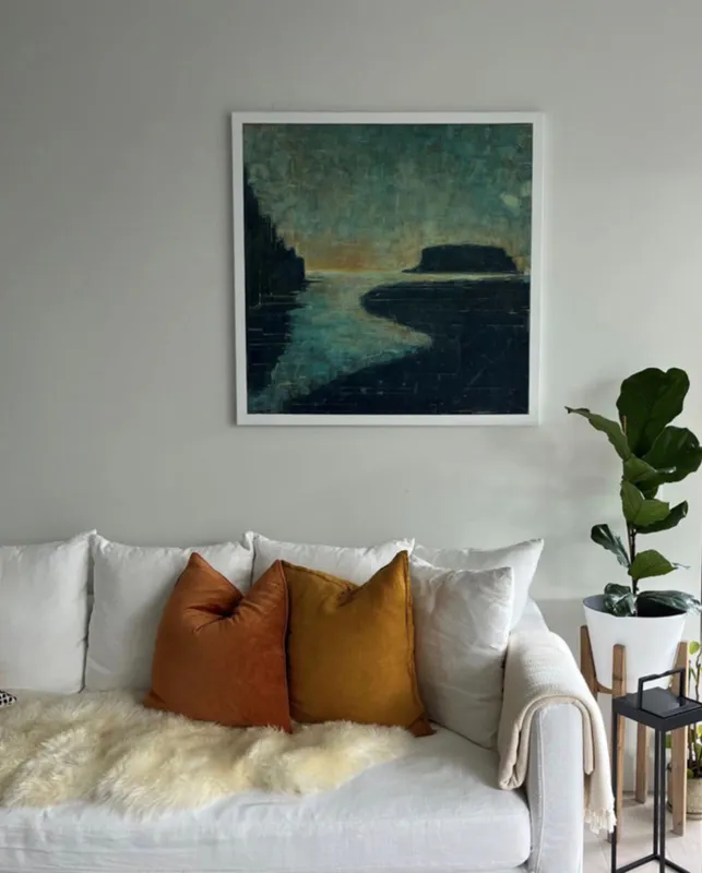 A landscape painting of Whangamata Beach by Jo Cullen available at The Little Gallery in Whangamata