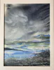 An original moody watercolour scene depicting a storm at sea by Liz Hart, available at The Little Gallery Tairua