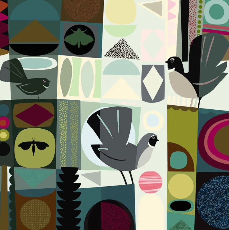 A Limited Edition fine art print of Piwakaka birds by New Zealand artist Jane Galloway, available at The Little Gallery Tairua