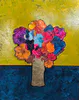 A bright painting of vase of flowers by Whangamata Artist Vicki Morris showcased in The Little Gallery at Whangamata