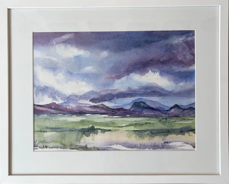 A moody and atmospheric morning scene painted in Watercolours by Jean McCann, available at The Little Gallery Tairua