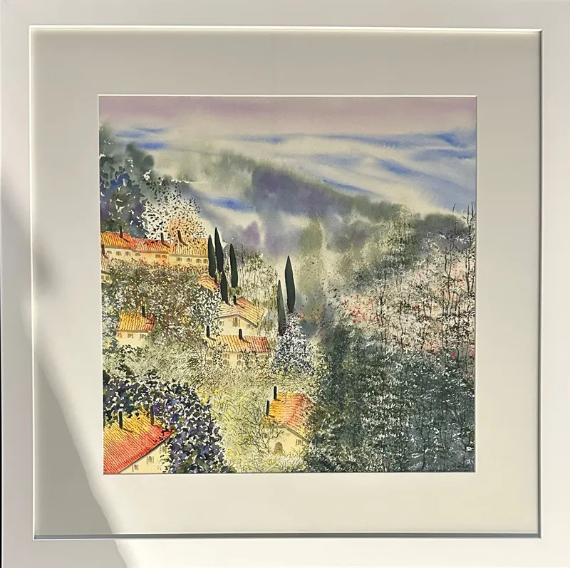 Tuscan Country by Artist Liz Hart, Watercolor available at The Little Gallery in Whangamata