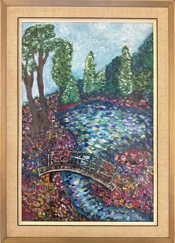 An acrylic painting in Monet style by Keanu Heims available at The Little Gallery in Whangamata