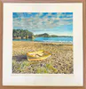 An original watercolor painting of Cooks Beach with Dinghy by Jane Galloway available at The Little Gallery in Tairua