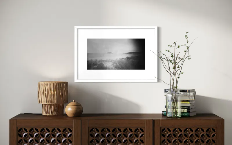 A moody and atmospheric pinhole camera print by Lena McKillop, available at The Little Gallery Whangamata