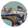 A limited edition print of birds sitting on a sewing machine by Jo Gallagher, available at The Little Gallery Tairua