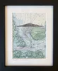 An original Mixed Media Ink on Chart Drawing of Rangitoto Island by Joanne Mahoney, available at The Little Gallery Tairua