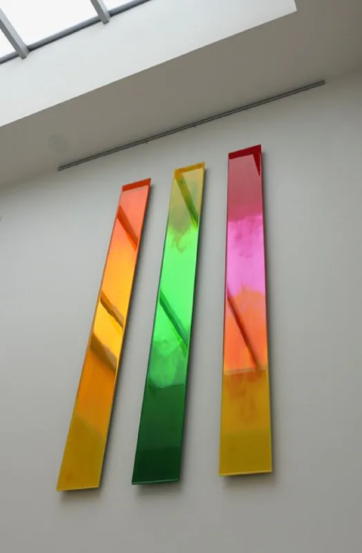 Light reflecting off the surface of Hollie O'Neill's Liberation of Light Triptych, available at The Little Gallery Whangamata