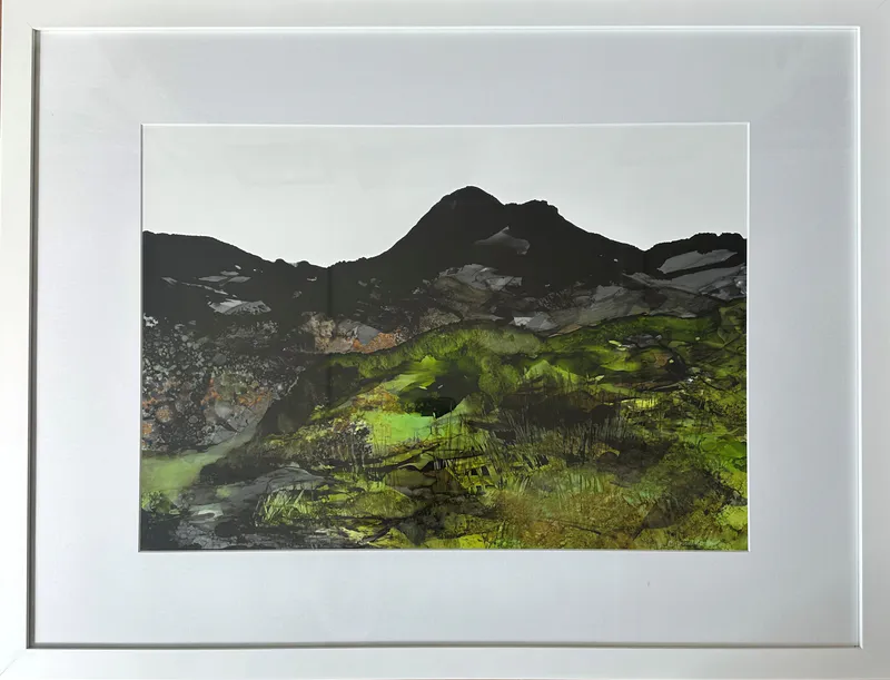 A landscape painting in alcohol ink by Tairua Artist Michael Harrison available at The Little Gallery