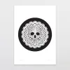 A fine art print of a doily with skull by New Zealand artist Glenn Jones, available at The Little Gallery Whangamata