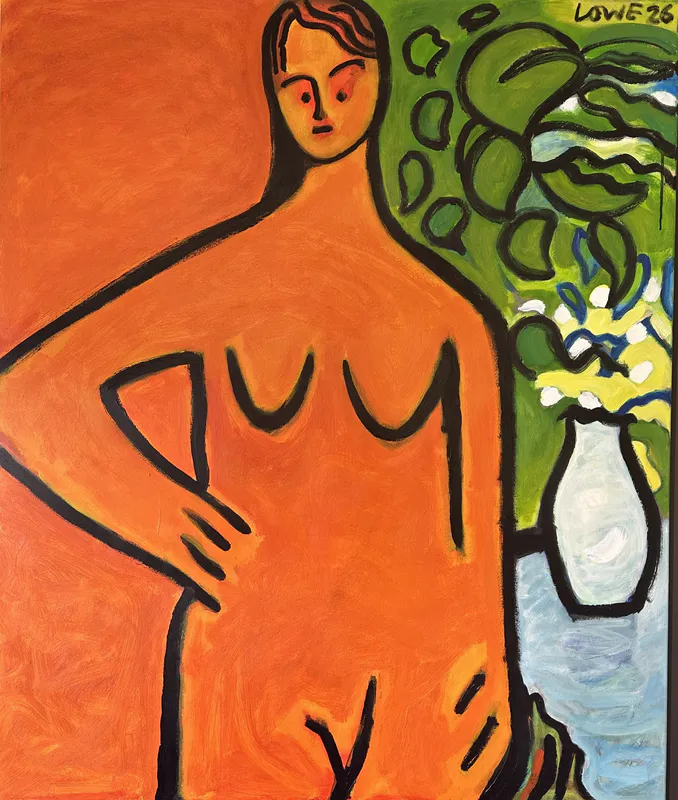 An original Mixed Media contemporary artwork of a lady by Jay Lowe, available at The Little Gallery Tairua