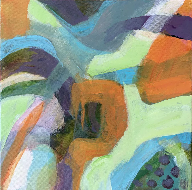 An abstract painting by Susan Dunster, available at The Little Gallery Tairua