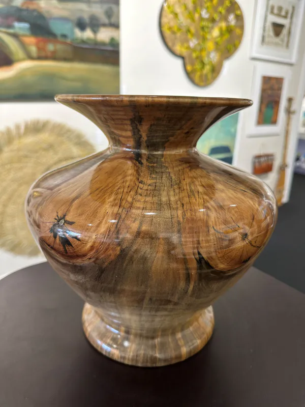 A wooden vase made from Norfolk Pine by Stephen Hodson available at The Little Gallery in Whangamata