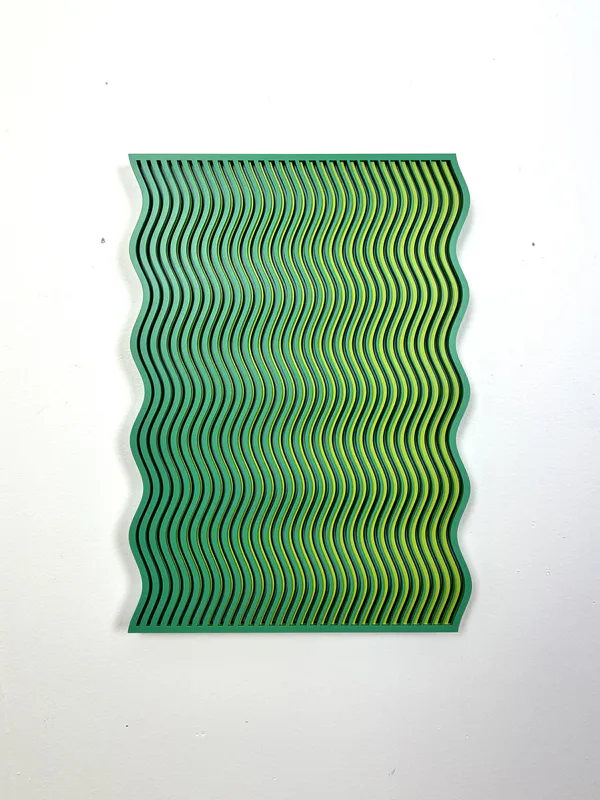 An original retro-inspired wall hanging by Kayla Bacon, available at The Little Gallery Tairua