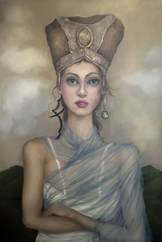 A contemporary Oil painting of a woman by Teri Parat, available at The Little Gallery Tairua