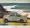 A limited edition print by Tony Ogle depicting a pick up truck parked at the beach, available at The Little Gallery Tairua