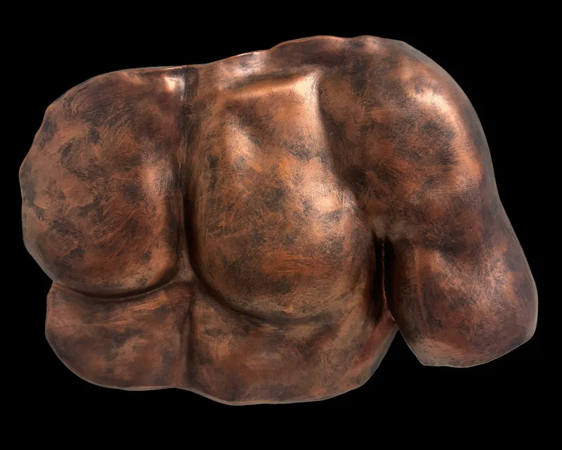 A Ceramic male torso wall hanging by Paddy Bourke, available at The Little Gallery Whangamatā