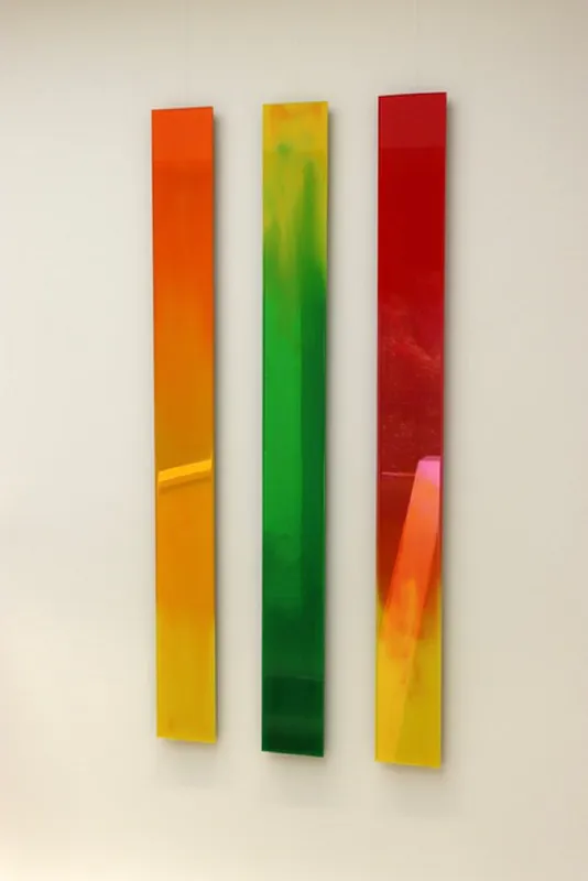 Hollie O'Neill's glass Liberation of Light panels, available at The Little Gallery Tairua