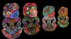 Colourful mixed media tiki by Lesley Campbell, available at The Little Gallery Tairua