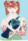 A Limited Edition fine art print of a tattooed lady holding a Tui by New Zealand artist Jane Galloway, available at The Little Gallery Whangamata