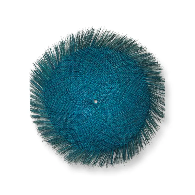 Turquoise handwoven dyed Harakeke traditional Maori Porohita by New Zealand artist Bernie Ross, available at The Little Gallery Whangamata