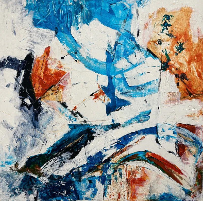 An original colourful Acrylic painting applied with Palette knife by Vicki Morris, available at The Little Gallery Tairua