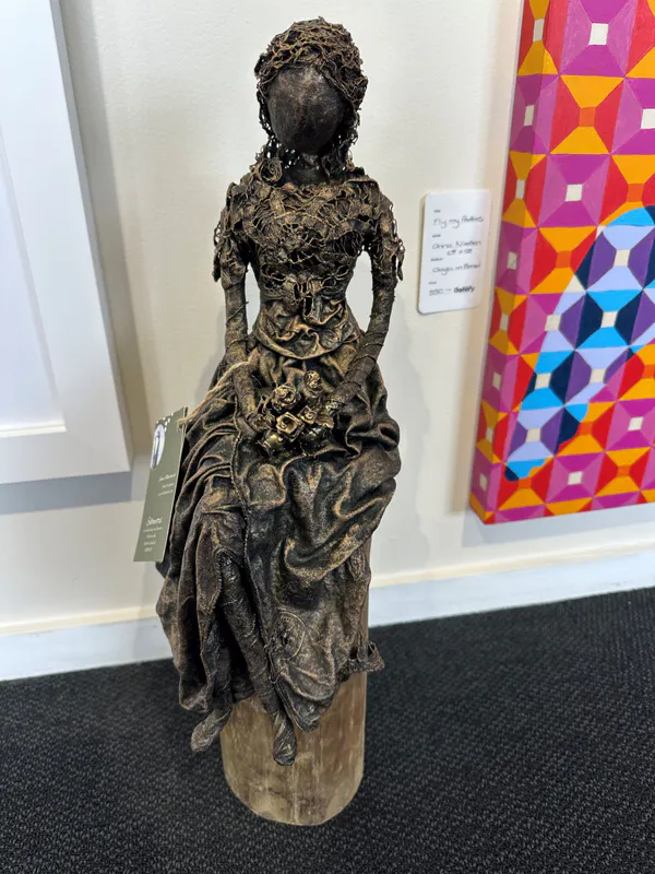 Garden sculpture of lady reflecting by Shona MacDonald, available at The Little Gallery Tairua