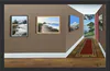 An original 3D visual trickery painting of a hallway with artwork by John Wilson, available at The Little Gallery Whangamatā