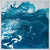 A contemporary blue abstract resin pour painting by New Zealand based artist Christina McGrath, available through The Little Gallery Tairua