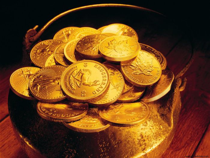 A bucket full of gold coins