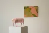 Dave (Pig), mixed media & Leaf I 2016, oil on board, 300 x 400mm