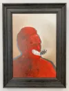 Ariki 6-King Tawhaio en rouge, 860 x 650mm, graphite, pigment ink, wax, studio dust on paper (framed)